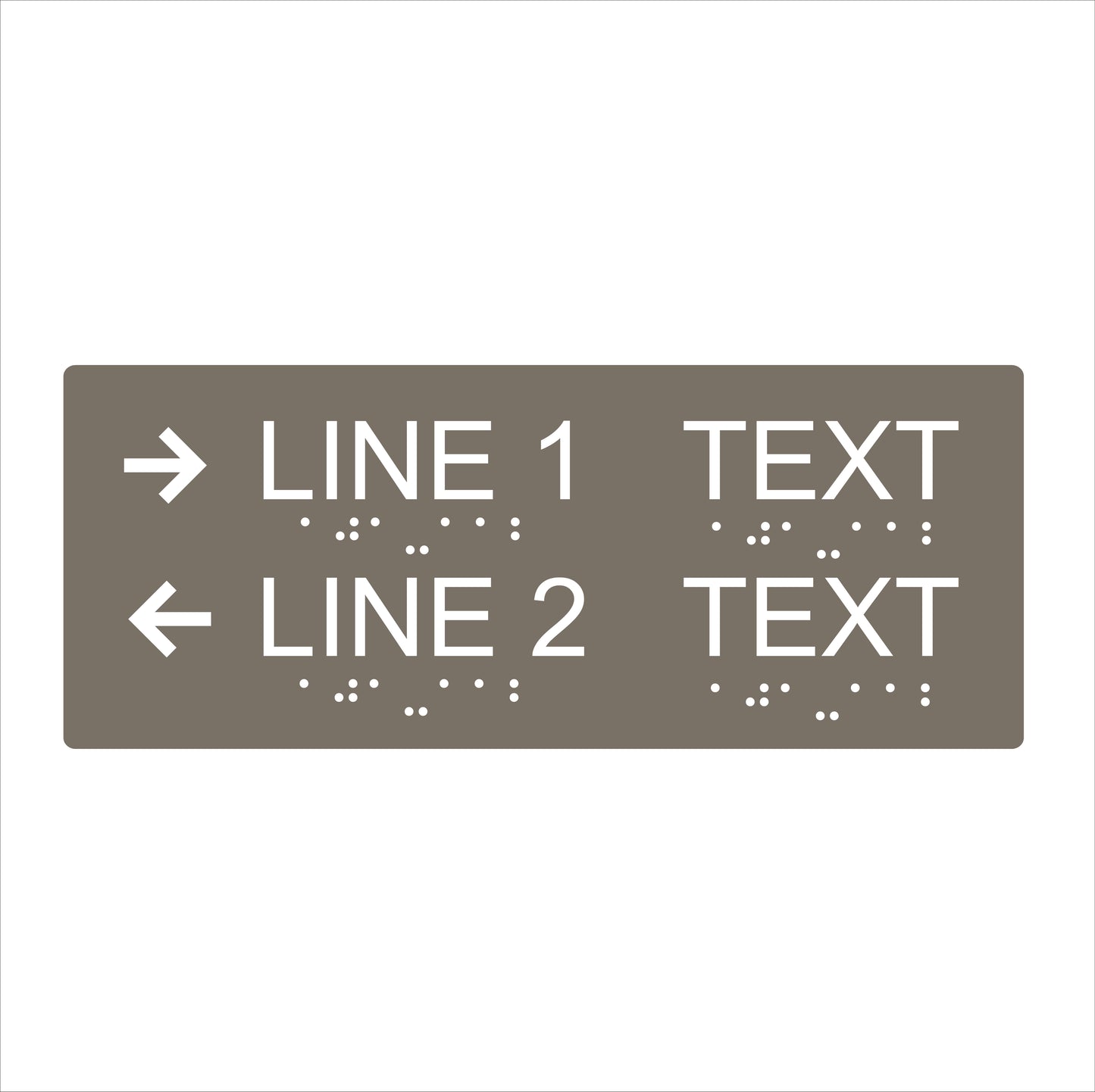 Two Lines informational sign-wide format-braile-11.5’’w x 5’’H