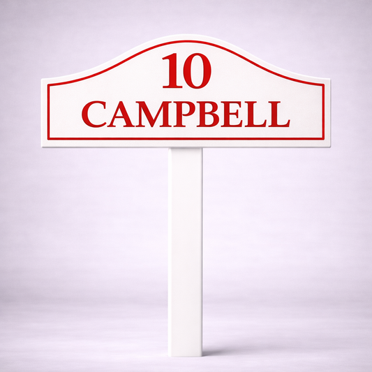 Custom PVC Yard Address Sign – Personalized House Number Sign with Stake (shape C)