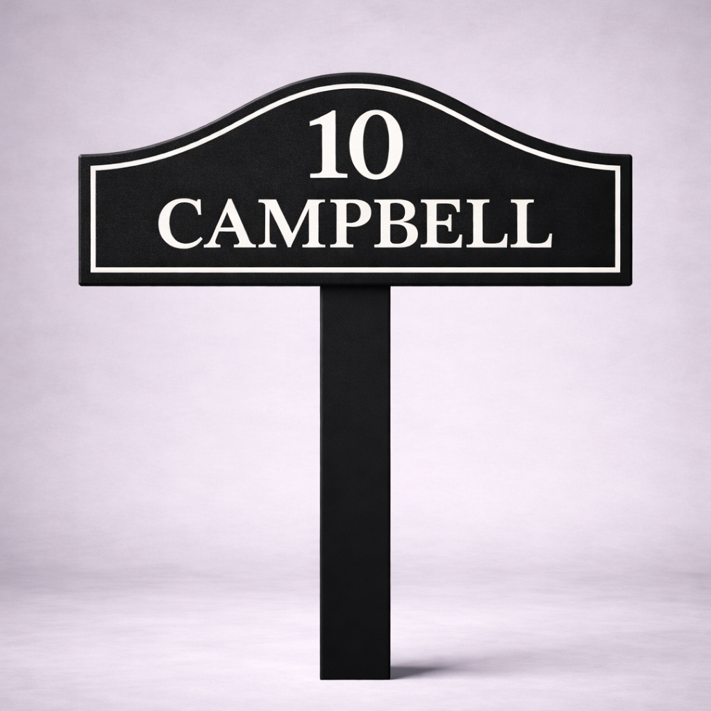 Custom PVC Yard Address Sign – Personalized House Number Sign with Stake (shape C)