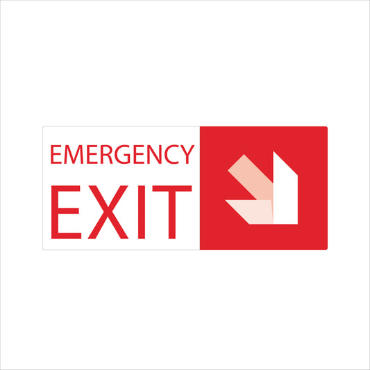 Emergency Exit Sign – Down-Right Arrow – 10″W × 7″H