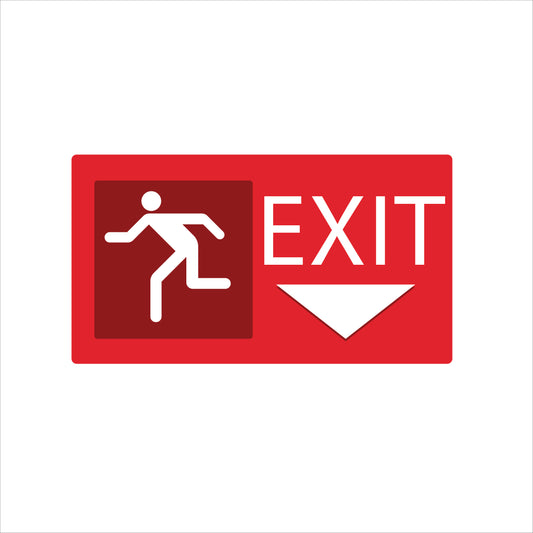 Emergency Exit Sign – Down Arrow Running Man 7''w x 12''h