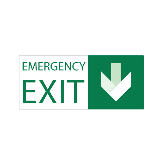 Emergency Exit Sign – Down Arrow – 10″W × 7″H