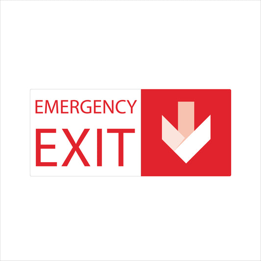 Emergency Exit Sign – Down Arrow – 10″W × 7″H