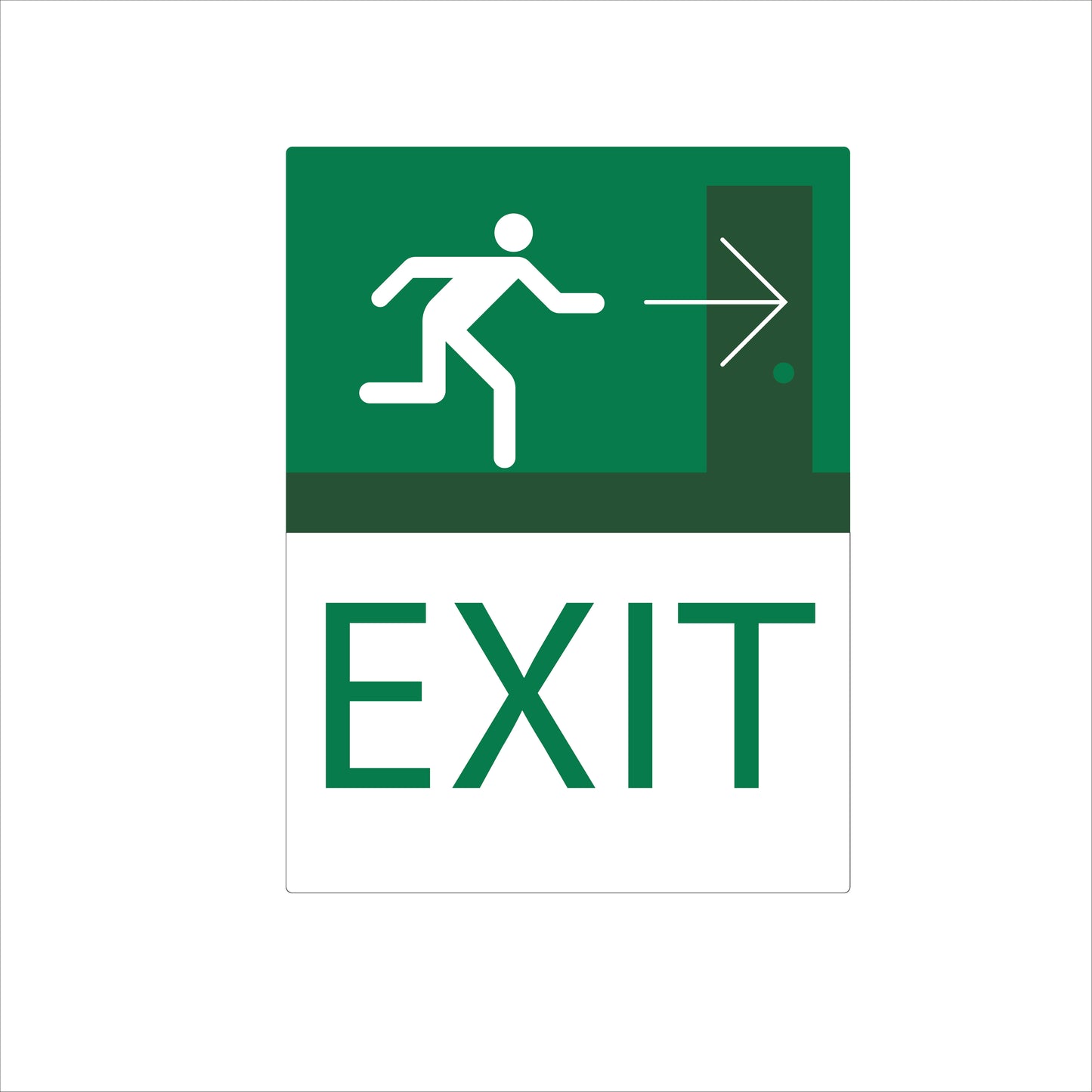 Emergency Exit Sign – Running Man with Down-right Arrow 7''w x 12''h
