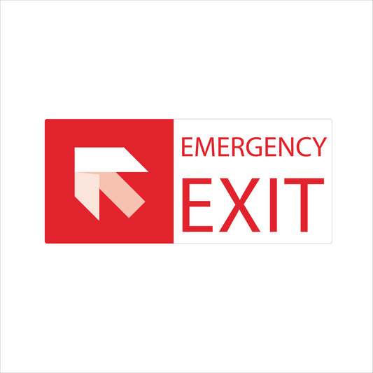 Emergency Exit Sign – Up-Left Arrow – Text Only-red