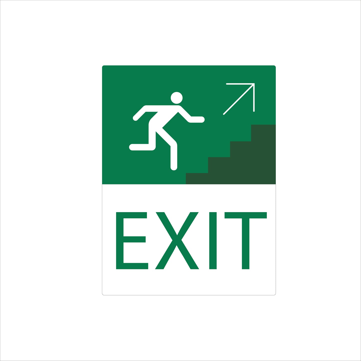 Emergency Exit Sign – Up-Right Arrow Running Man – 7″W × 12″H
