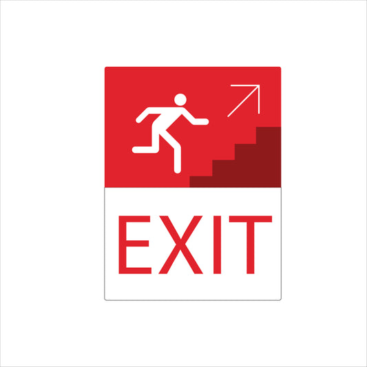 Emergency Exit Sign – Up-Right Arrow Running Man – 7″W × 12″H
