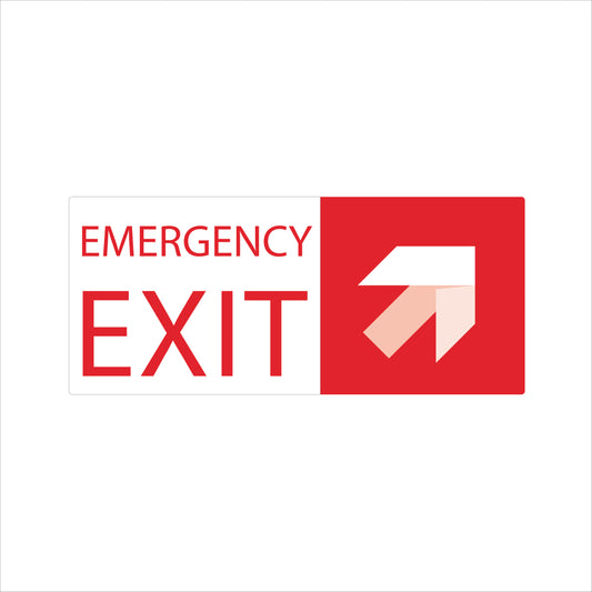 Emergency Exit Sign – Up-Right Arrow- 10''w x 7'' h