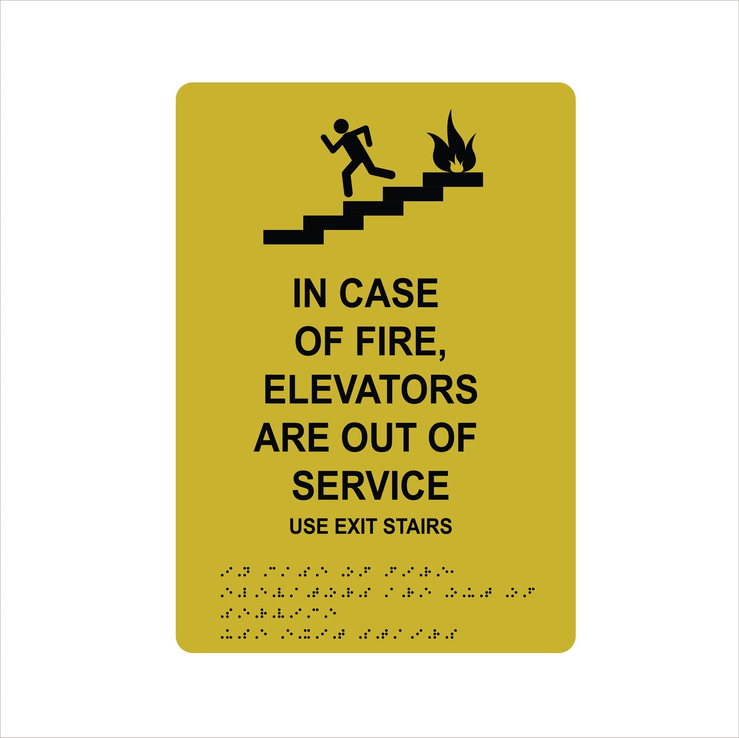 Fire Emergency Stairway Sign – ADA Braille – 9''W x 13''H