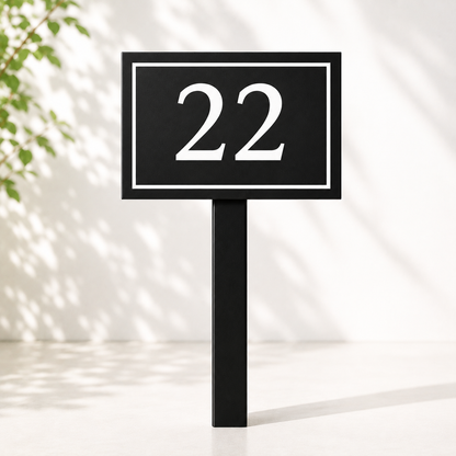 Custom PVC Yard Address Sign – Personalized House Number Sign with Stake (shape E)