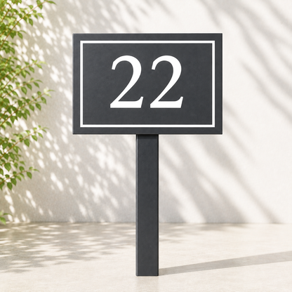 Custom PVC Yard Address Sign – Personalized House Number Sign with Stake (shape E)