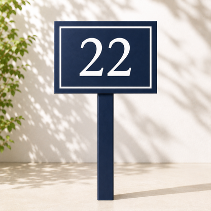 Custom PVC Yard Address Sign – Personalized House Number Sign with Stake (shape E)