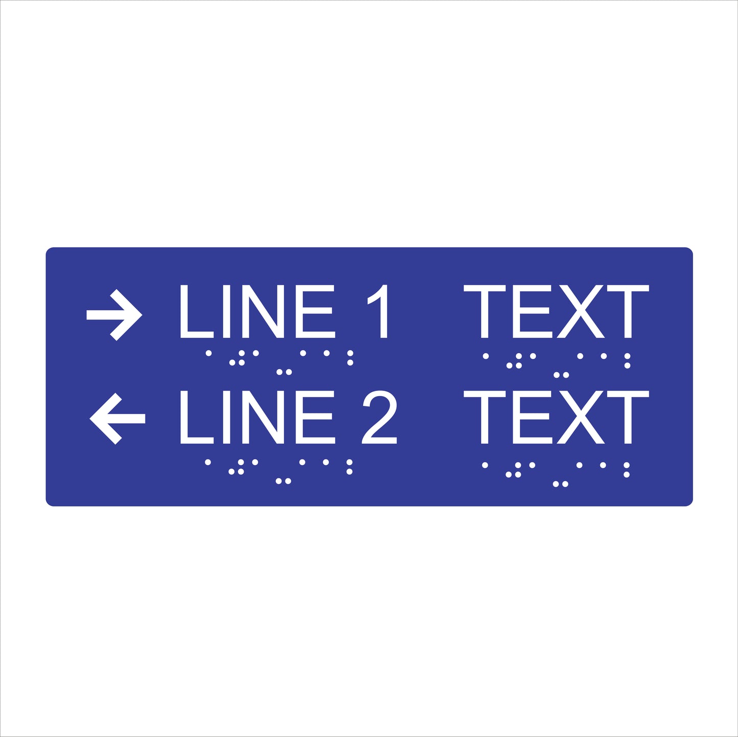 Two Lines informational sign-wide format-braile-11.5’’w x 5’’H