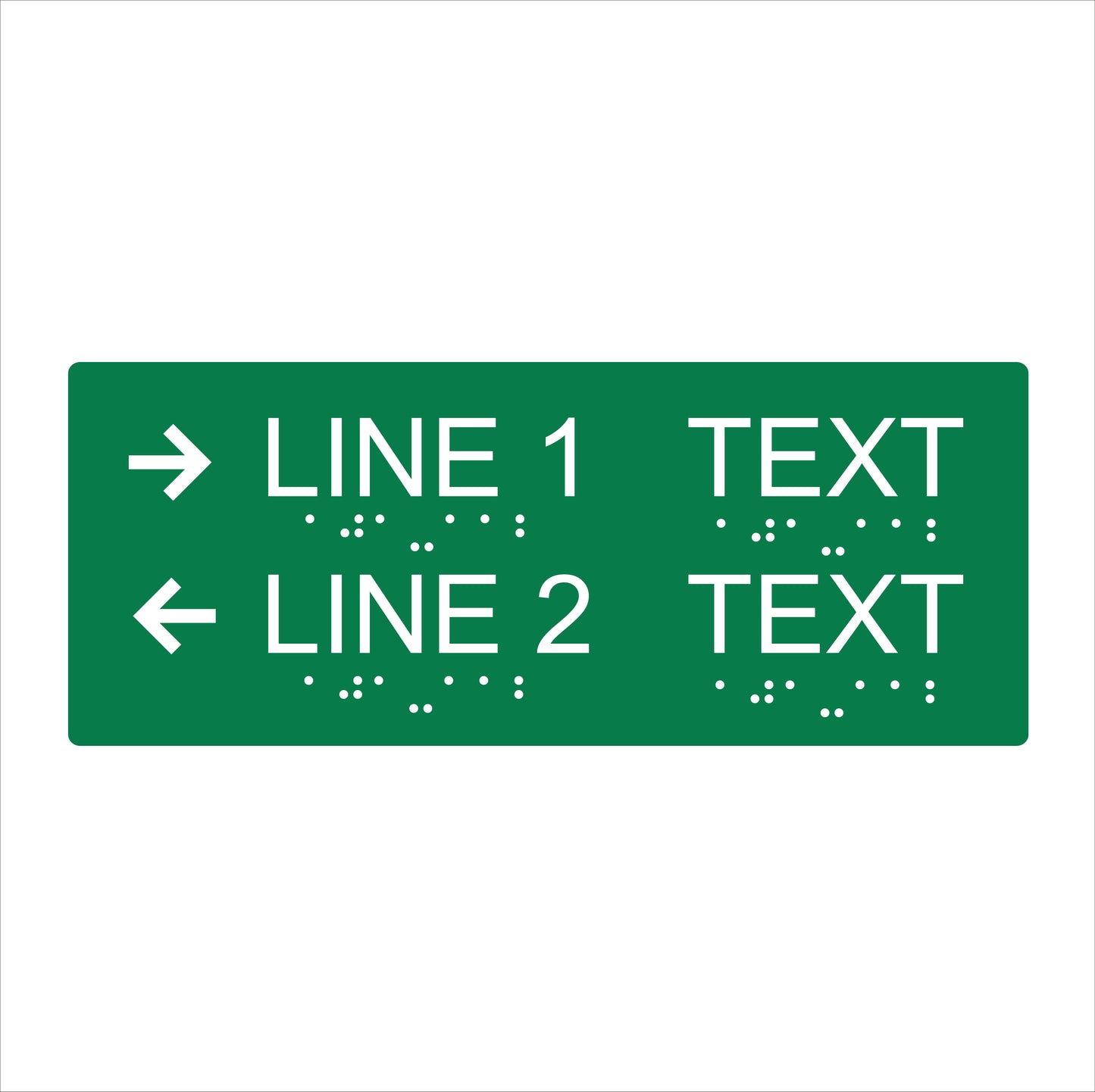 Two Lines informational sign-wide format-braile-11.5’’w x 5’’H