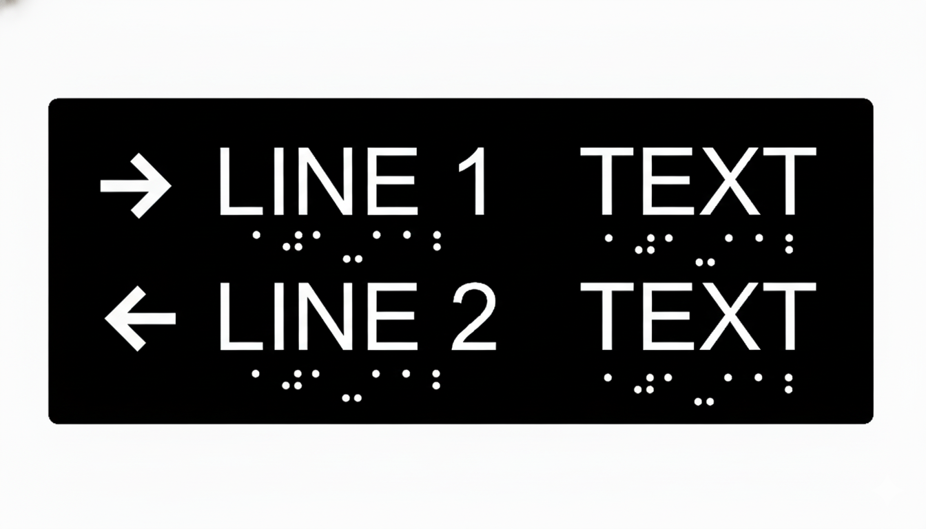Two Lines informational sign-wide format-braile-11.5’’w x 5’’H