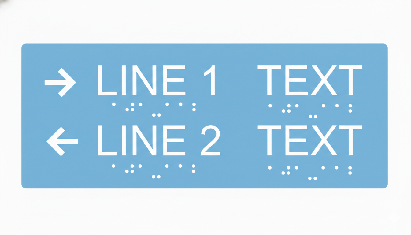 Two Lines informational sign-wide format-braile-11.5’’w x 5’’H