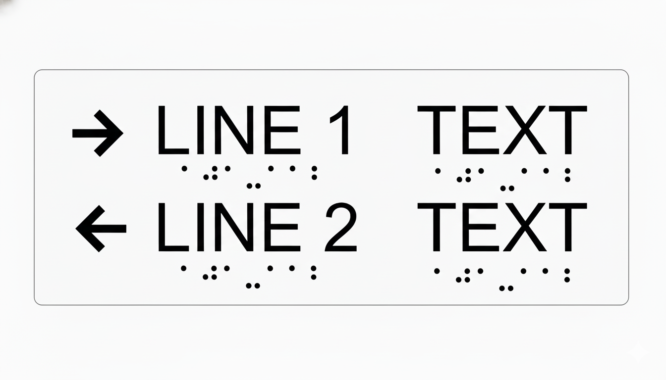 Two Lines informational sign-wide format-braile-11.5’’w x 5’’H