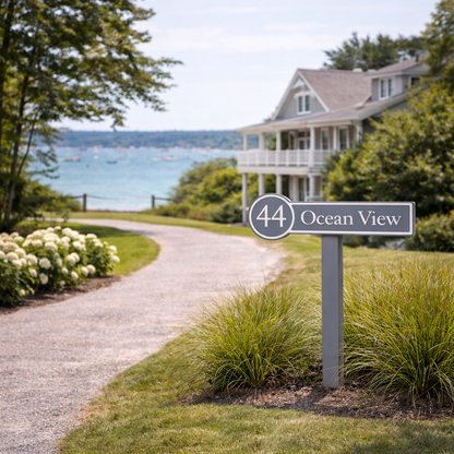 Custom PVC Yard Address Sign – Personalized House Number Sign with Stake (shape I)