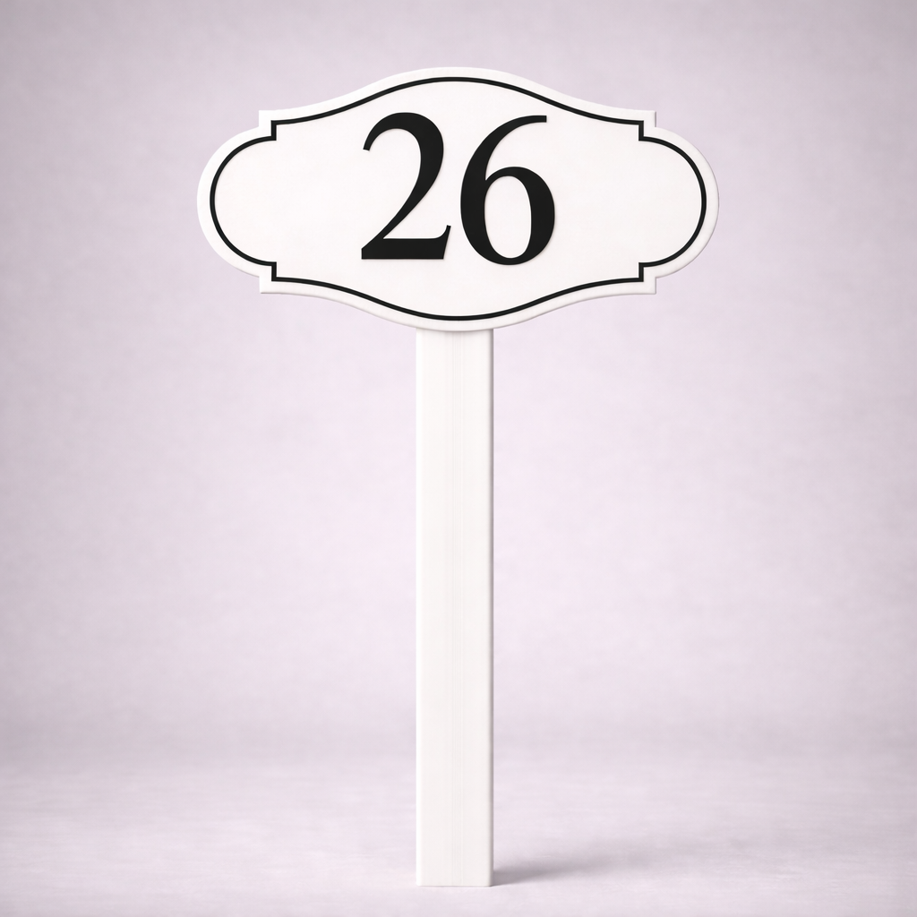 Custom PVC Yard Address Sign – Personalized House Number Sign with Stake (shape A)