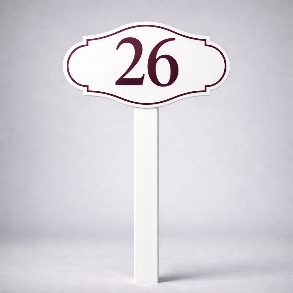 Custom PVC Yard Address Sign – Personalized House Number Sign with Stake (shape A)