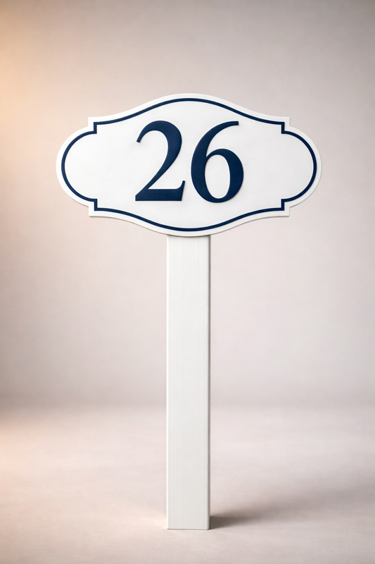 Custom PVC Yard Address Sign – Personalized House Number Sign with Stake (shape A)