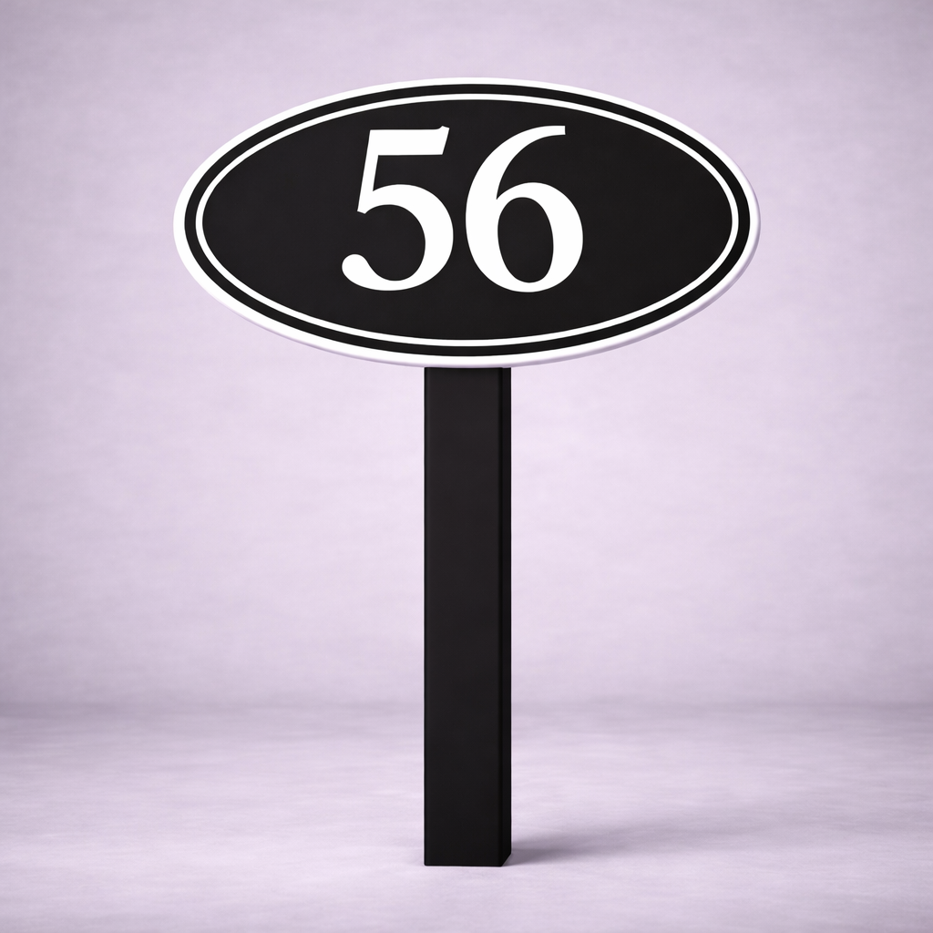 Custom PVC Yard Address Sign – Personalized House Number Sign with Stake (shape B)