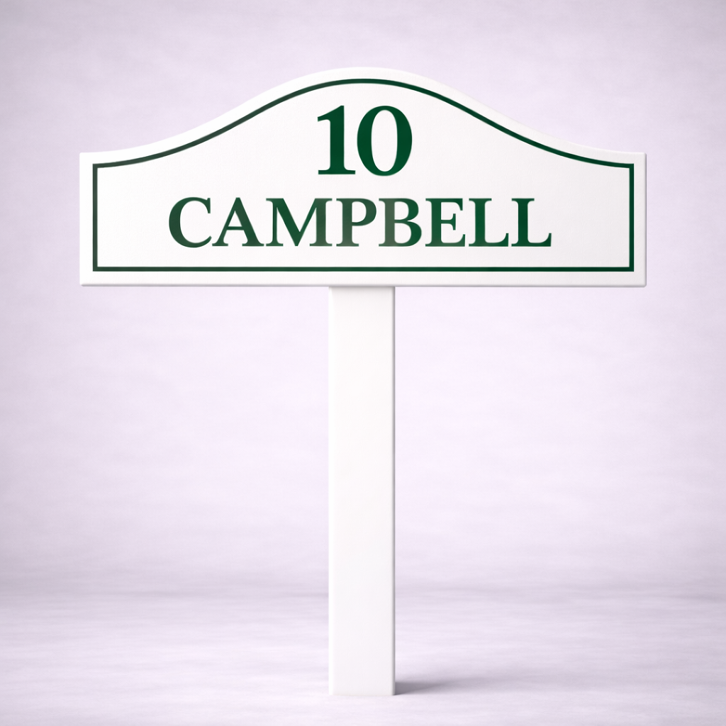 Custom PVC Yard Address Sign – Personalized House Number Sign with Stake (shape C)