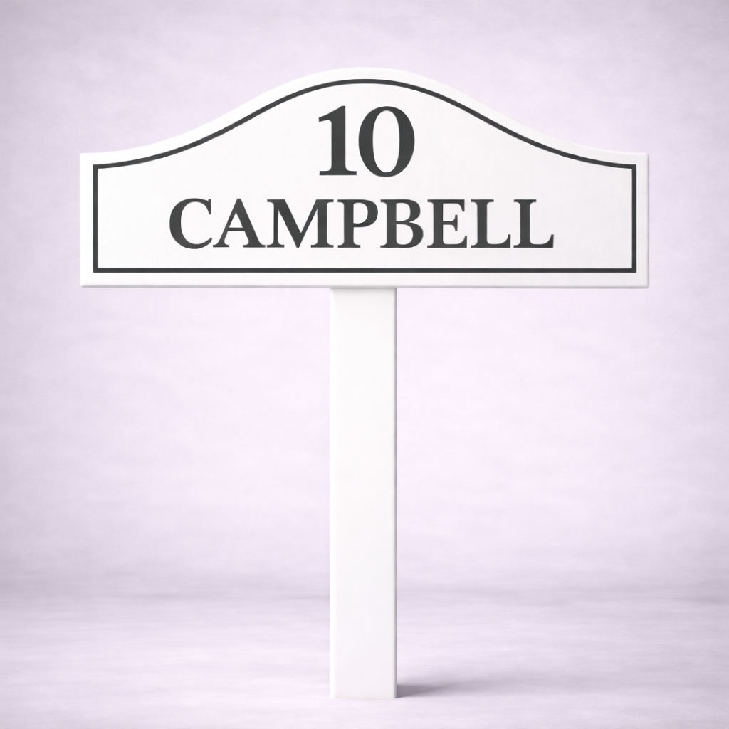 Custom PVC Yard Address Sign – Personalized House Number Sign with Stake (shape C)