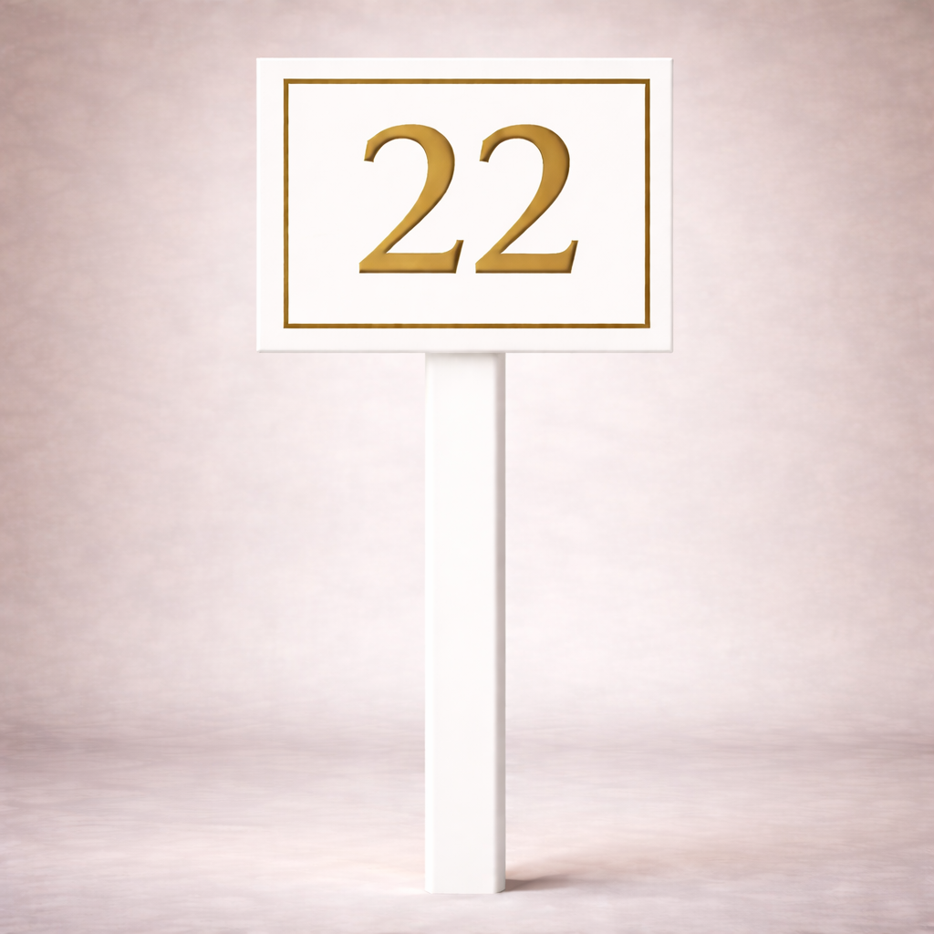 Custom PVC Yard Address Sign – Personalized House Number Sign with Stake (shape E)