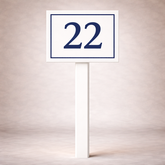 Custom PVC Yard Address Sign – Personalized House Number Sign with Stake (shape E)