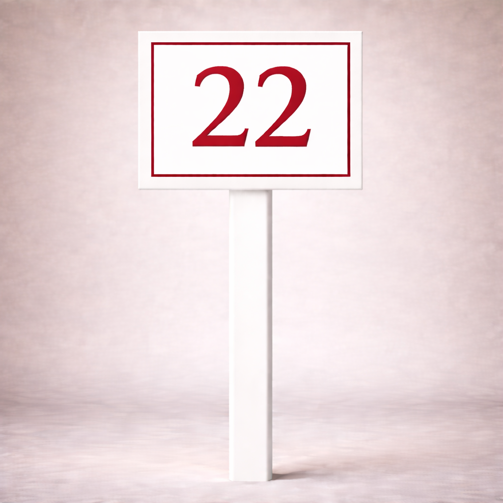 Custom PVC Yard Address Sign – Personalized House Number Sign with Stake (shape E)