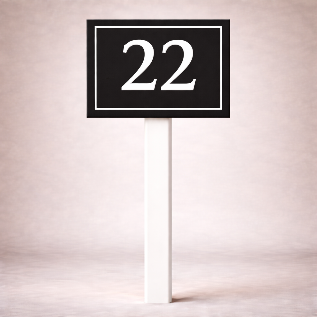 Custom PVC Yard Address Sign – Personalized House Number Sign with Stake (shape E)