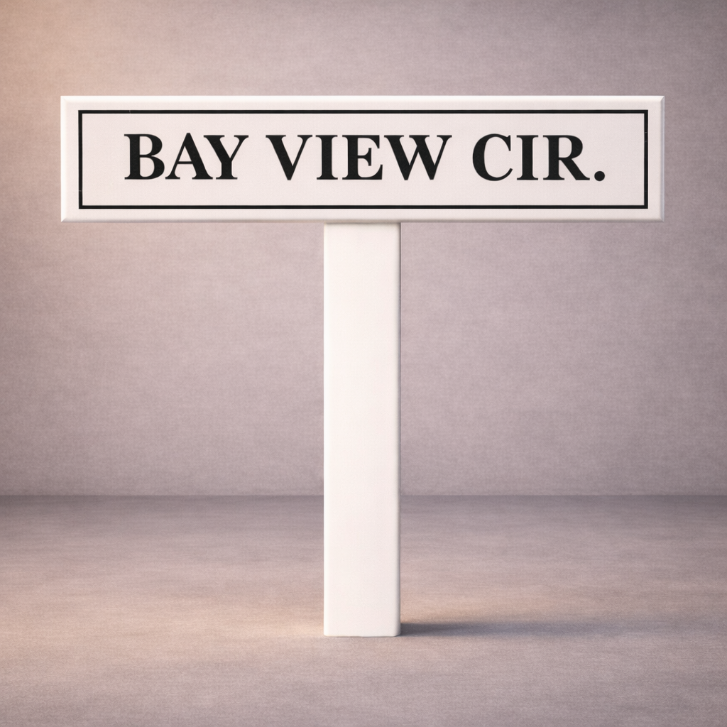 Custom PVC Yard Address Sign – Personalized House Number Sign with Stake (shape F)