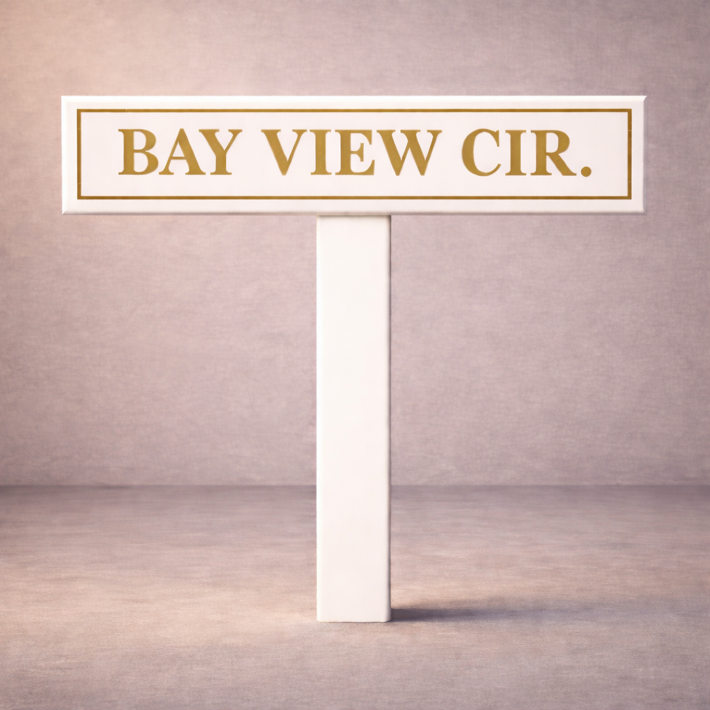 Custom PVC Yard Address Sign – Personalized House Number Sign with Stake (shape F)