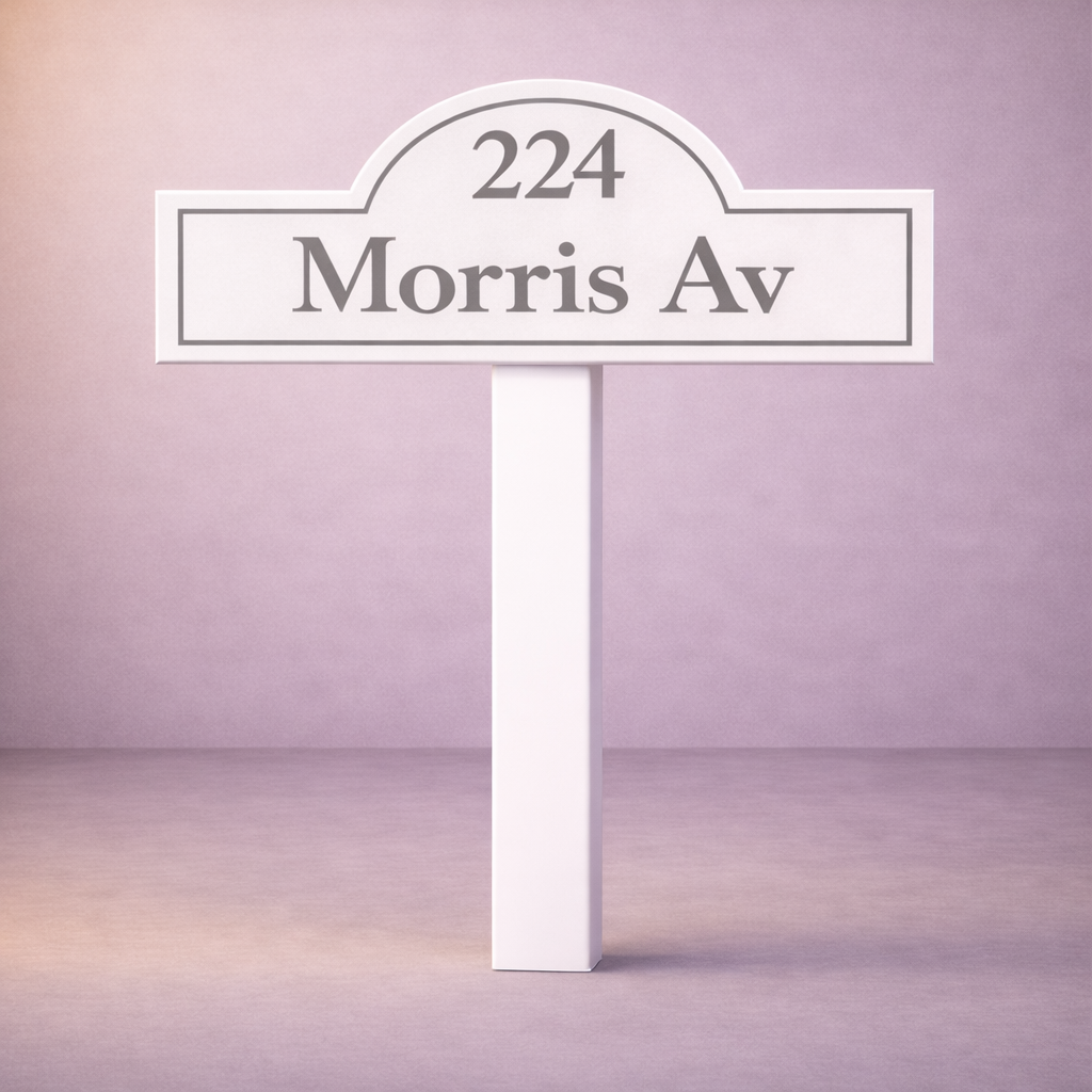 Custom PVC Yard Address Sign – Personalized House Number Sign with Stake (shape G)