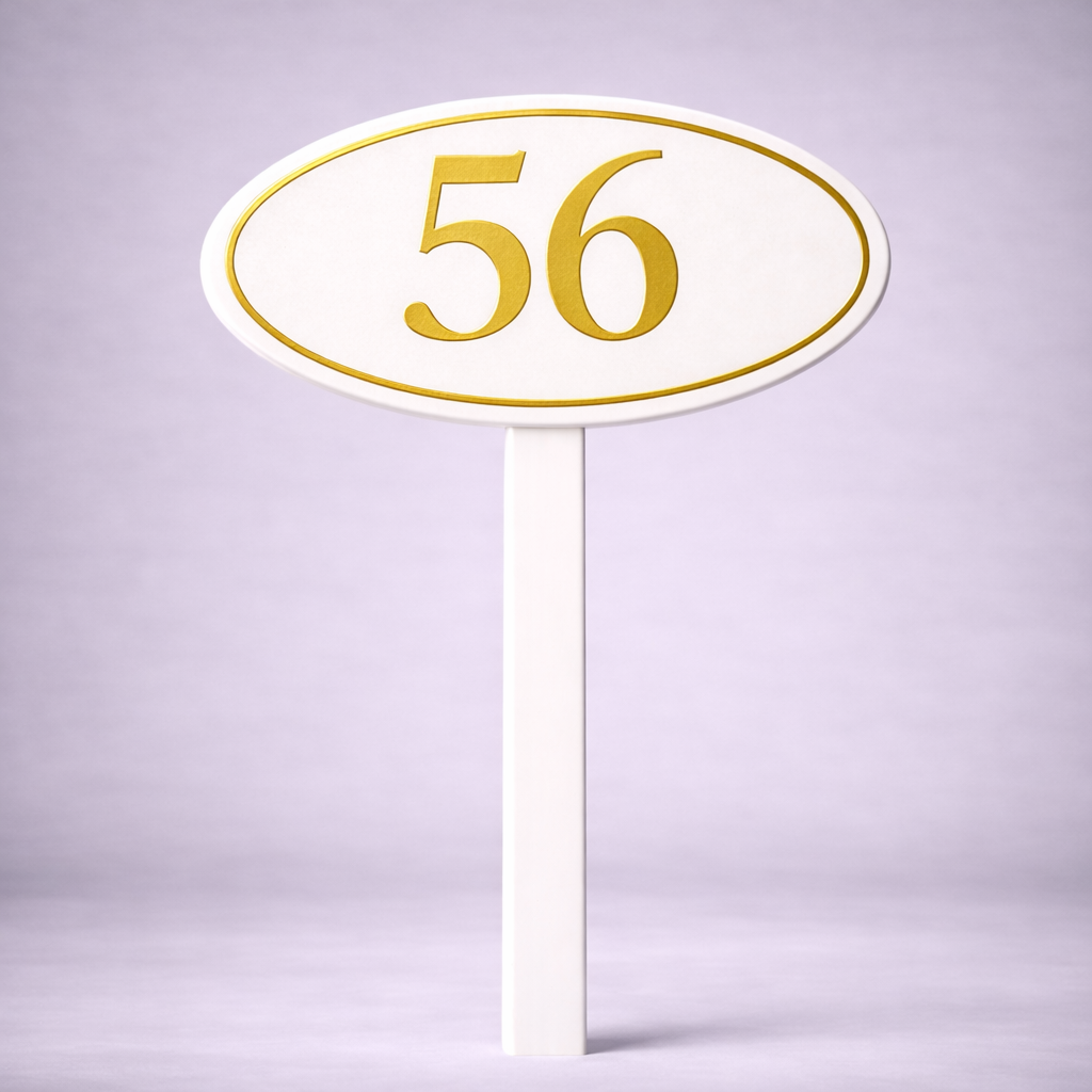 Custom PVC Yard Address Sign – Personalized House Number Sign with Stake (shape B)