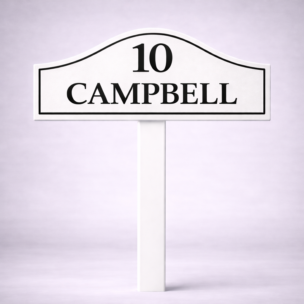 Custom PVC Yard Address Sign – Personalized House Number Sign with Stake (shape C)