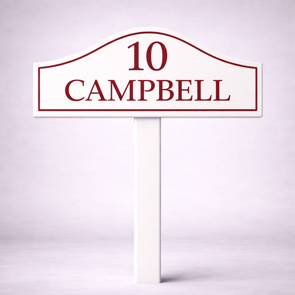 Custom PVC Yard Address Sign – Personalized House Number Sign with Stake (shape C)