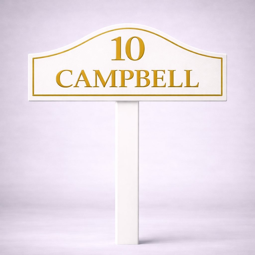 Custom PVC Yard Address Sign – Personalized House Number Sign with Stake (shape C)