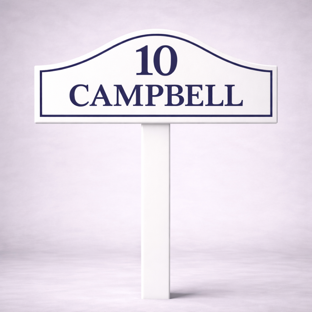 Custom PVC Yard Address Sign – Personalized House Number Sign with Stake (shape C)
