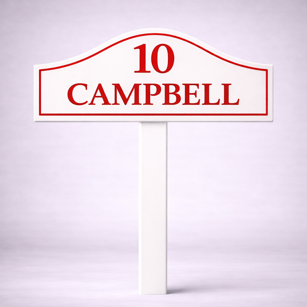 Custom PVC Yard Address Sign – Personalized House Number Sign with Stake (shape C)