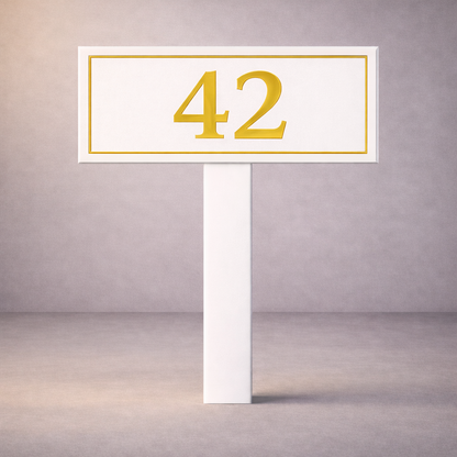 Custom PVC Yard Address Sign – Personalized House Number Sign with Stake (shape D)