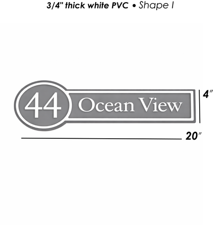 Custom PVC Yard Address Sign – Personalized House Number Sign with Stake (shape I)